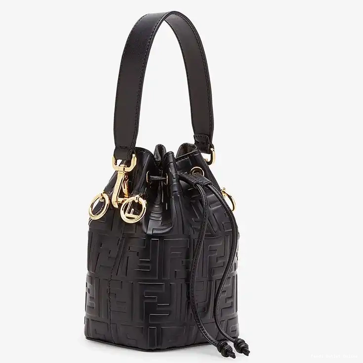 Cheap Calf Bucket Motif Mon FF Leather In Fendi Black Bag Tresor Mini 0628